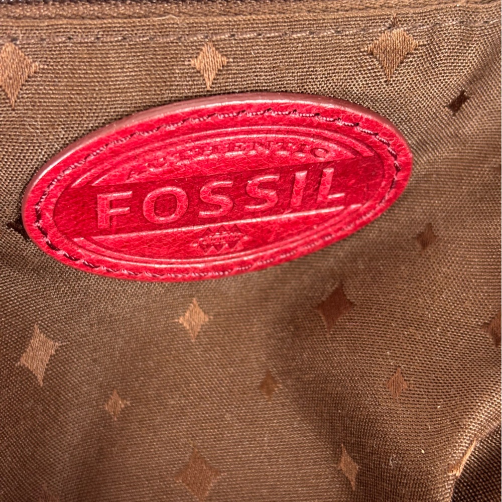 Fossil 2-Pc Set Leather Crossbody Purse Leather Organizer Clutch Wallet Red - Picture 7 of 15